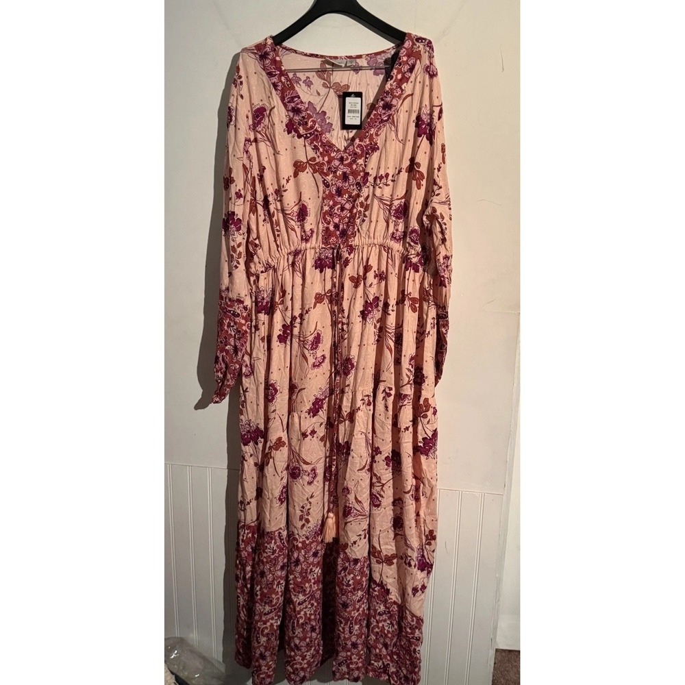 Avenue‎ Maxi Dress Womens Size 20 Cynthia Spliced Boho Sherbet Combo NWT